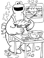 A coloring page of sesame street